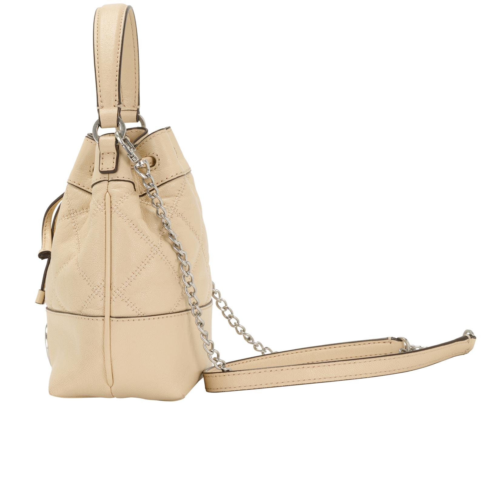 Mini Willa Bucket Bag, &pound;120, Handbags, Beige, Leather, Bottom view